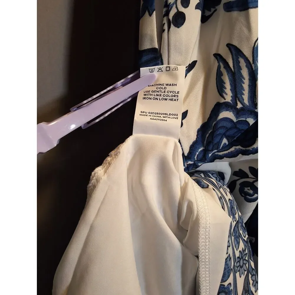 Bloomchic Blue Floral BOHO Midi Dress Pockets Short Sleeve Plus Size 2X 18-20_11